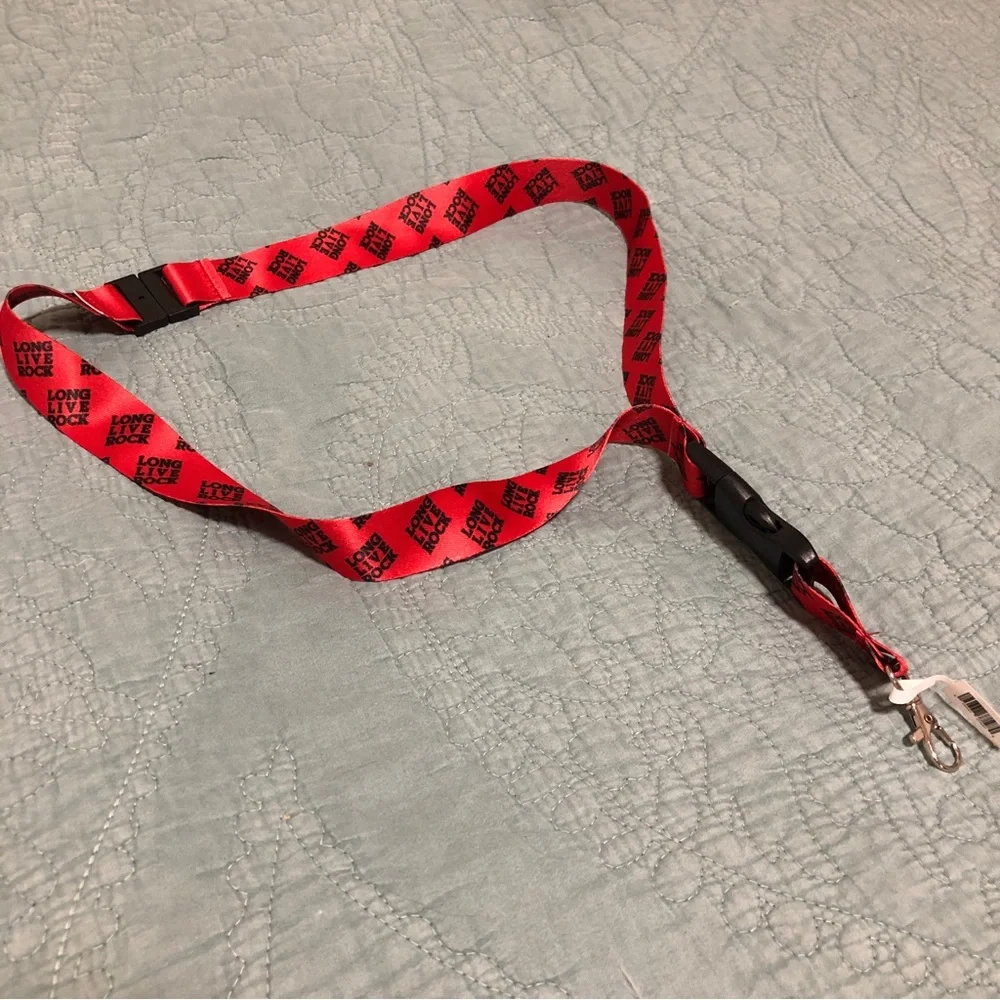 BNWT Rock & Roll Hall of Fame Red & Black Lanyard, “Long Live Rock”